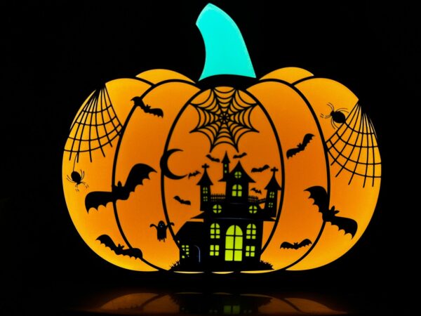 Pumpkin with Haunted House Lightbox - Image 2