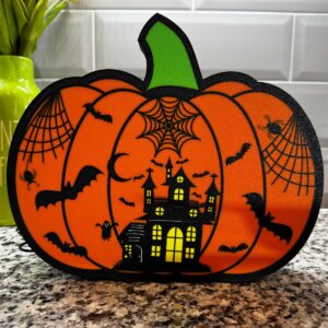 Pumpkin with Haunted House Lightbox