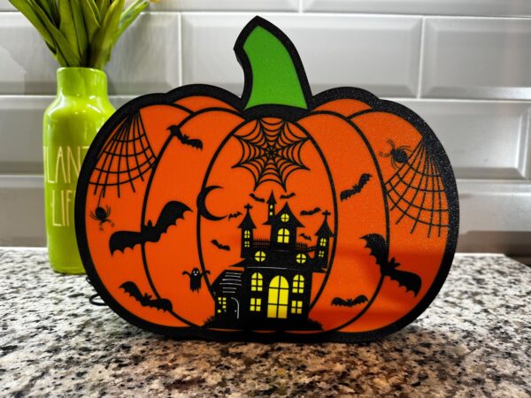 Pumpkin with Haunted House Lightbox